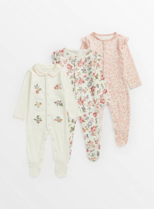 Baby floral hot sale sleepsuits